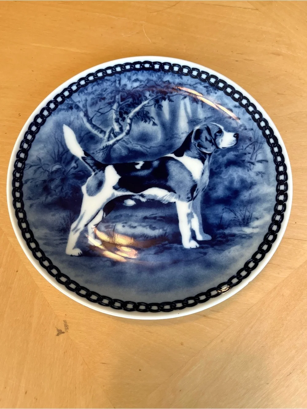 Vintage Delft Blue Beagle Plate Original Plate by Tove Svendsen Denmark